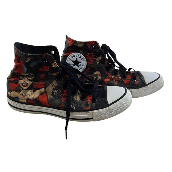 Harley Quinn x Converse Sneakers Womens 7 Chuck Taylor All Stars High Top Black - Picture 1 of 14